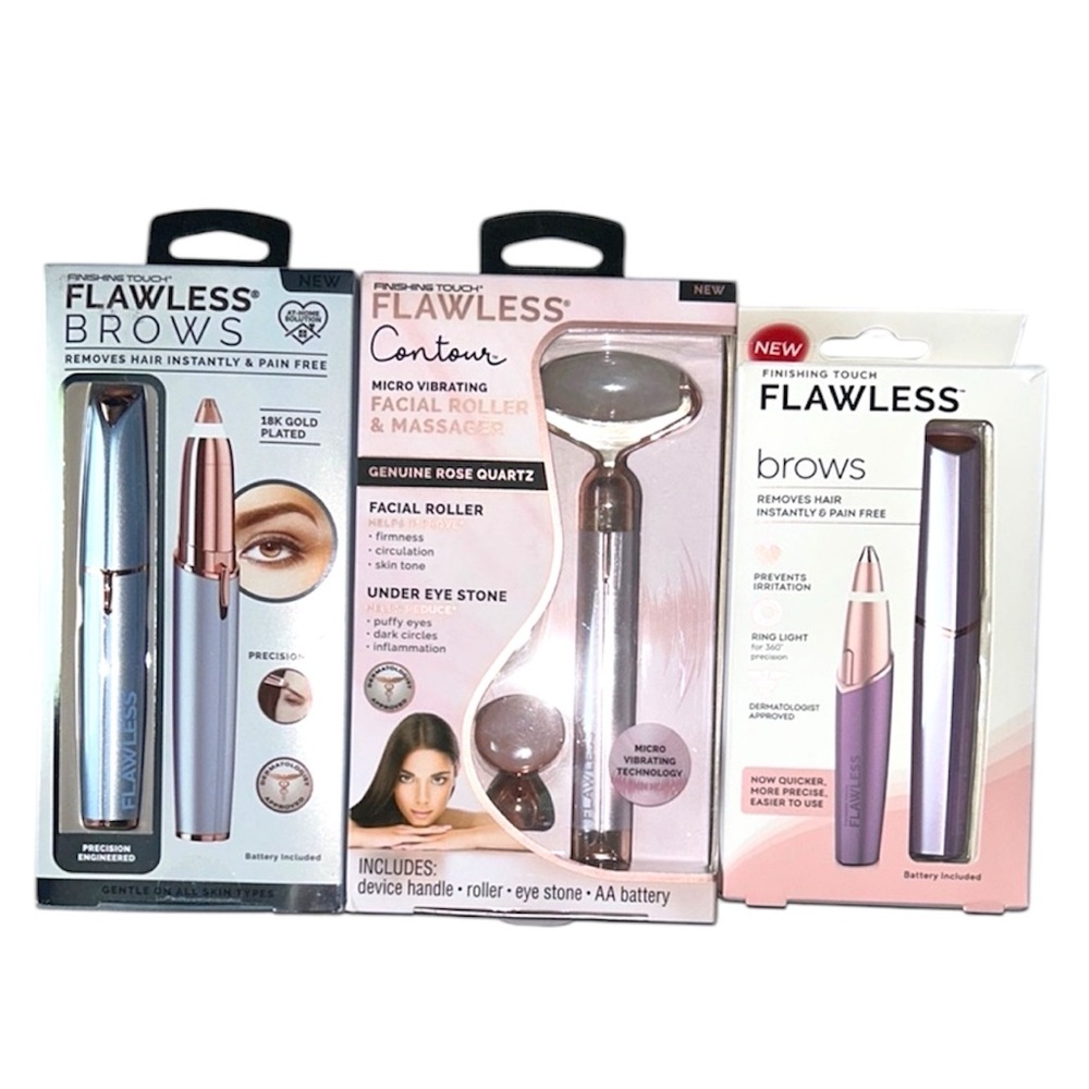 Finishing Touch Flawless Brows Facial Hair Remover Facial Roller Lot Of 3